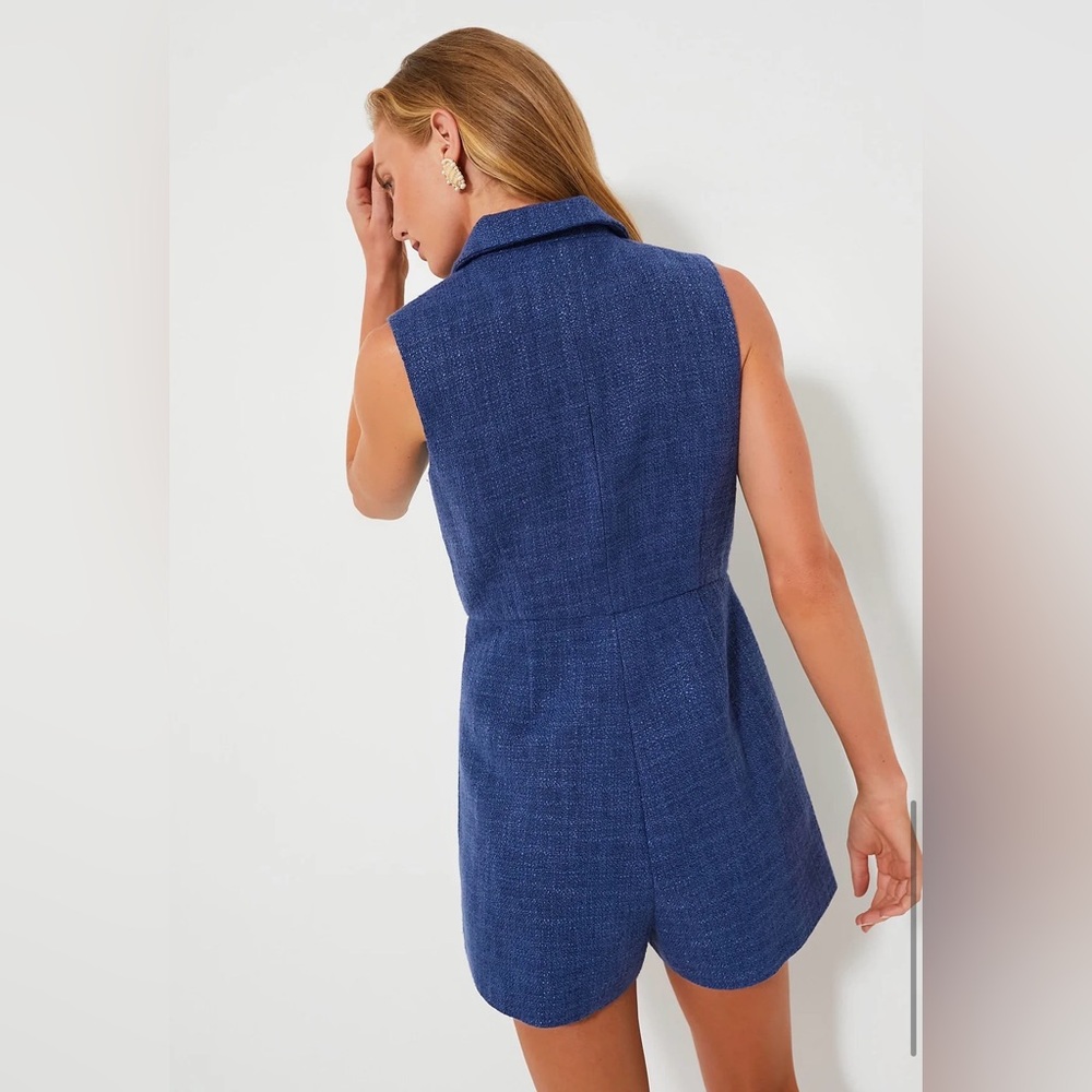 TUCKERNUCK POMANDER PLACE Navy Tweed Campbell Romper size Small S NWT - Picture 3 of 8
